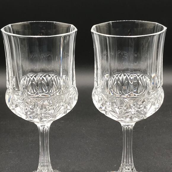 Vintage Cristal De Flandre Set of 2 Wine Glasses Fascination Pattern Crystal - Picture 3 of 7